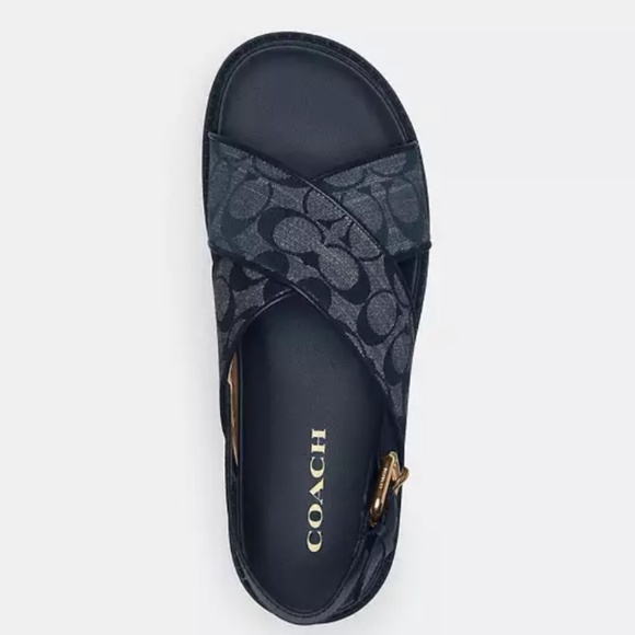 New Coach Fraser Sandal In Signature Chambray Midnight Navy - Picture 2 of 3